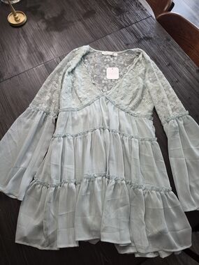 Altar'd State Pale Blue Lace & Tiered Chiffon Girls' Dress